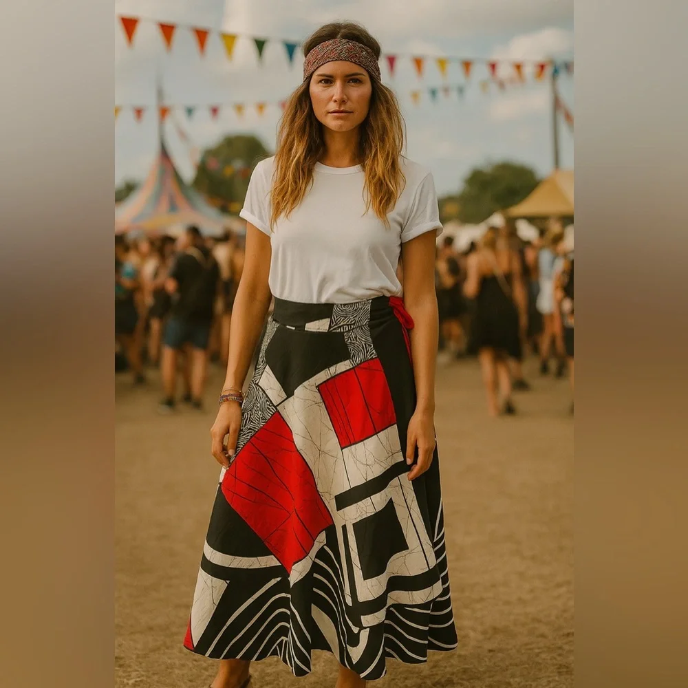 Reversible Maxi Wrap Skirt O/S - Picture 3 of 14